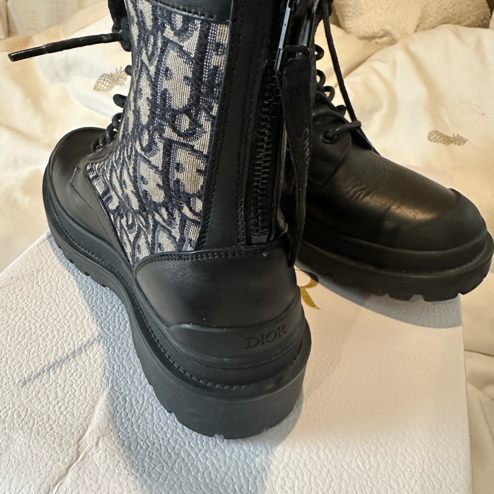 Christian Dior Black leather Explorer signature Women's Combat Boots NIB - Picture 3 of 12
